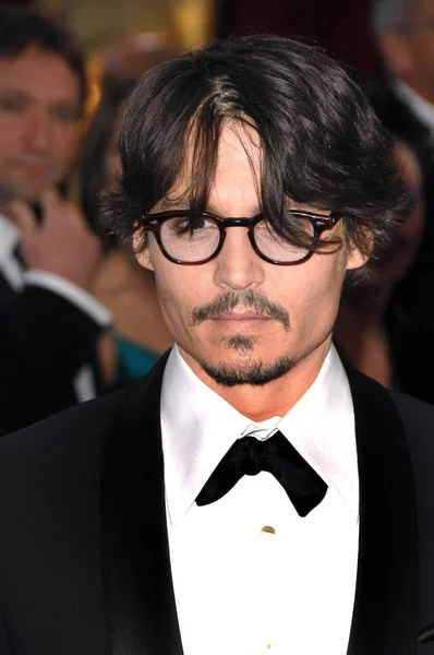 Johnny Depp Beérkezések Rész Red Carpet 80Th Éves Oscar Díj — Stock Fotó