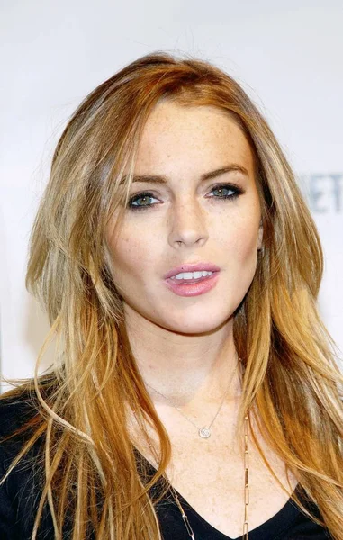 Lindsay Lohan Przybycie Gie Party Rocznica Fearnet Piwnicy Bar Bryant — Zdjęcie stockowe