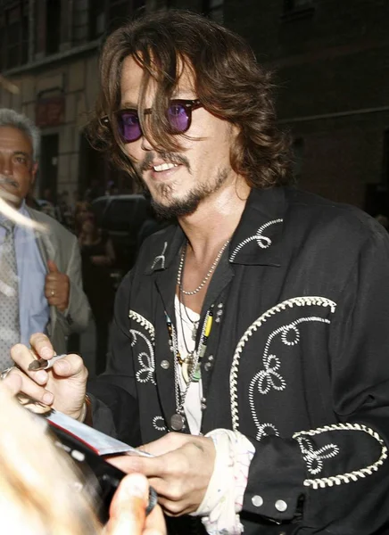 Jonny Depp David Letterman Ile Late Show Için Talk Show — Stok fotoğraf