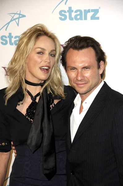 Sharon Stone Christian Slater Las Llegadas Para Hollywood Film Festival — Foto de Stock