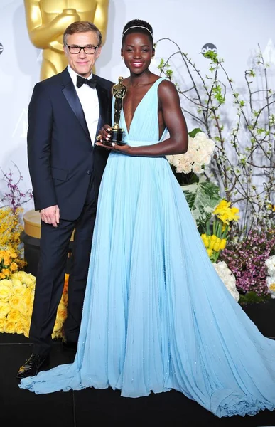 Christoph Waltz Lupita Nyong Mejor Actuación Una Actriz Papel Reparto —  Fotos de Stock