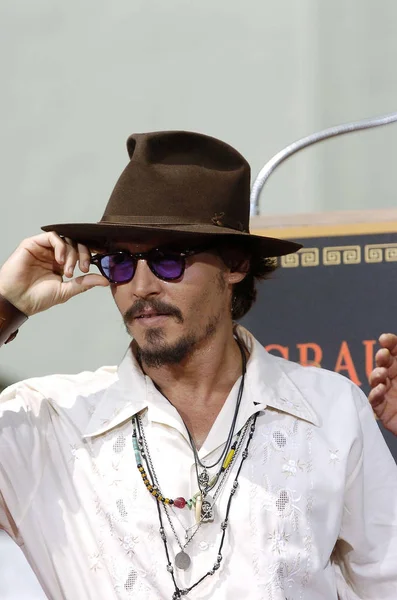 Johnny Depp Conferința Presă Pentru Ceremonia Amprentă Amprentă Pentru Johnny — Fotografie, imagine de stoc