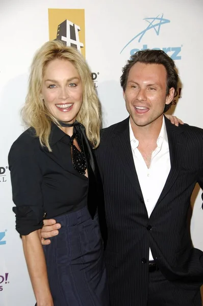 Sharon Stone Christian Slater Las Llegadas Para Hollywood Film Festival —  Fotos de Stock