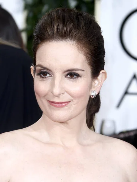 Tina Fey Agli Arrivi 72Nd Annual Golden Globe Awards 2015 — Foto Stock