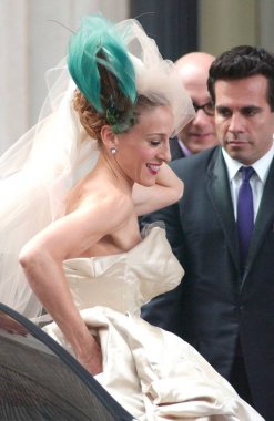 Sarah Jessica Parker (Vivienne Westwood elbisesi giyiyor) Candids için yerde - Sex And The City Filme: Film, Manhattan, New York, Ny, Ekim 02, 2007. Fotoğraf: Kristin Callahan / Everett Koleksiyonu