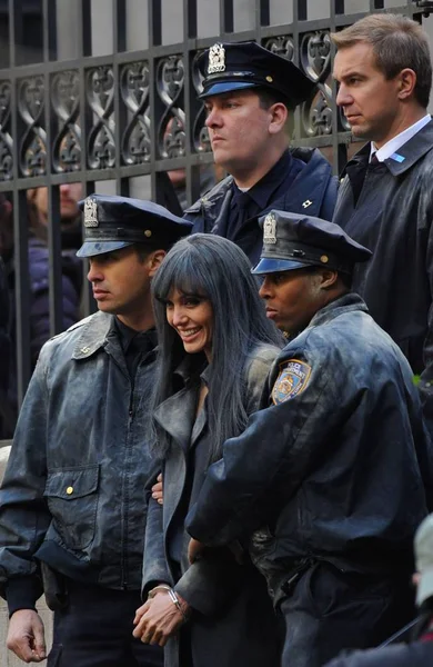 Angelina Jolie Location Set Salt Streets Manhattan New York March — Stock Photo, Image