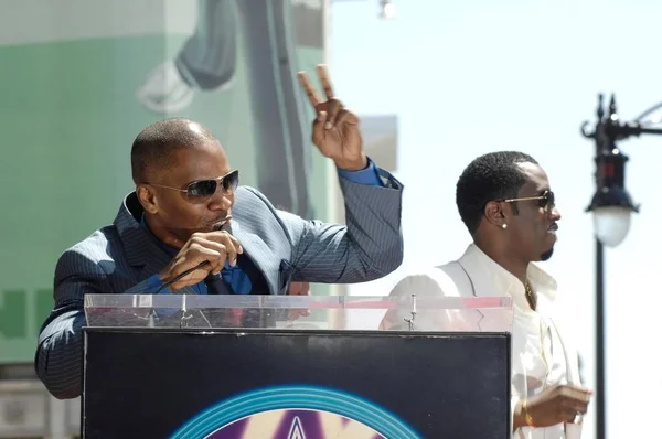 Jamie Foxx Sean Diddy Combs Cérémonie Intronisation Star Hollywood Walk — Photo