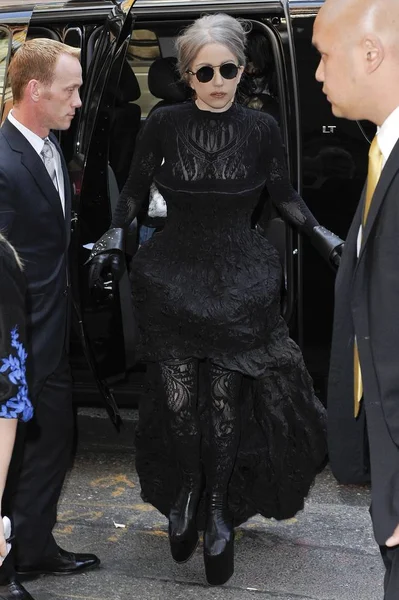 Lady Gaga Wearing Custom Calvin Klein Collection Dress Leggings Enters — стоковое фото