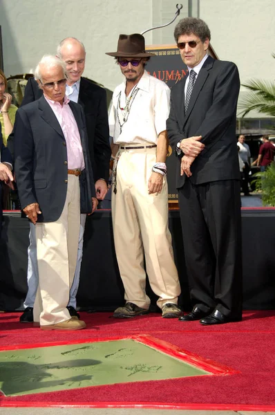 Richard Zanuck Johnny Depp Alan Horn Konferencji Prasowej Dla Handprint — Zdjęcie stockowe