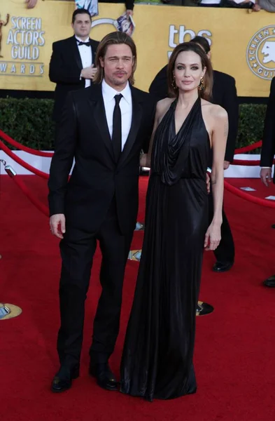 Brad Pitt Angelina Jolie Arrivals 18Th Annual Screen Actors Guild — Foto de Stock