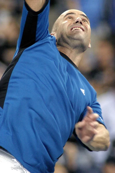 Andre Agassi Voor Open Tennis Toernooi Arthur Ashe Stadion Flushing — Stockfoto