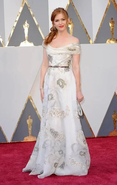 Isla Fisher Vestindo Marchesa Chegadas Para Óscares Oscar 2016 Chegadas — Fotografia de Stock