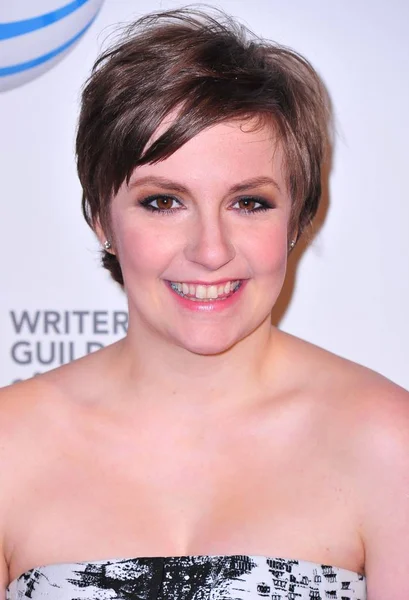 Lena Dunham Заїзді 2013 Письменників Гільдії Нагороди Нью Йорк Кінг — стокове фото