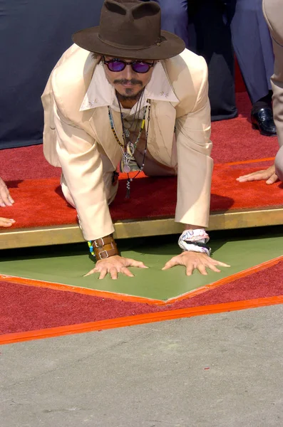 Johnny Depp Conferencia Prensa Handprint Footprint Ceremony Para Johnny Depp — Foto de Stock