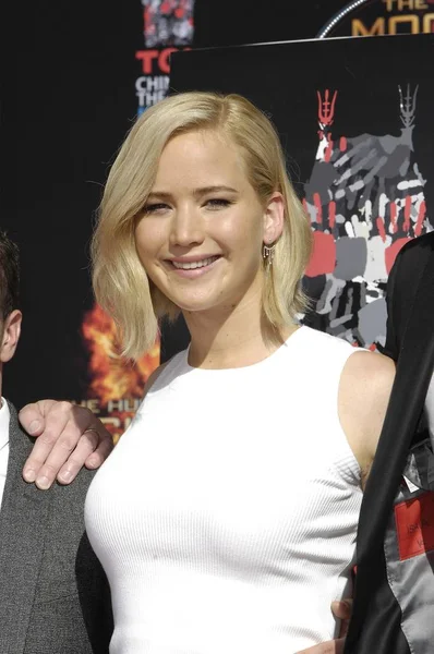 Jennifer Lawrence Uma Aparição Pública Para Hunger Games Mockingjay Cast — Fotografia de Stock