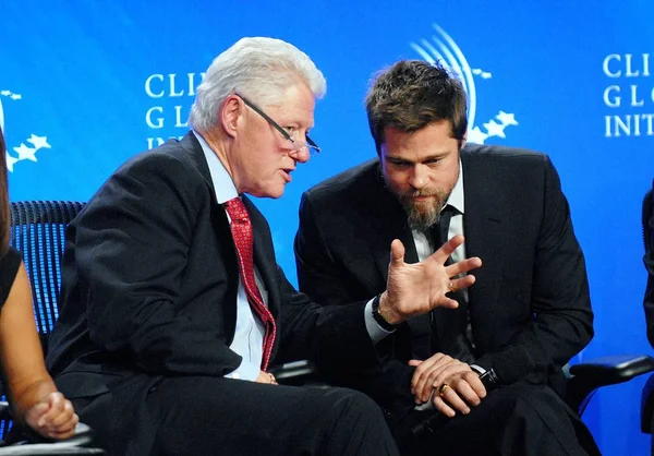 Ancien Président Bill Clinton Brad Pitt Lors Une Apparition Publique — Photo