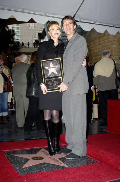 Melanie Griffith Antonio Banderas Cerimônia Indução Star Hollywood Walk Fame — Fotografia de Stock