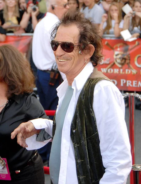 Keith Richards Las Llegadas Pirates Caribbean Worlds End Premiere Disneyland —  Fotos de Stock