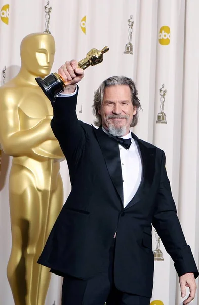 Jeff Bridges Bester Schauspieler Für Verrücktes Herz Presseraum Der Oscar — Stockfoto