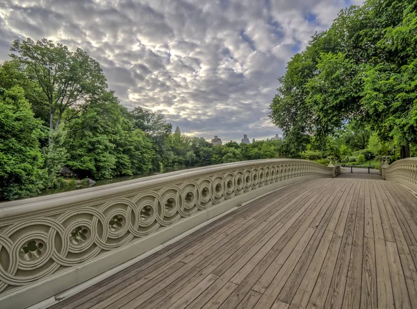 Central Park, New York City, öbür tarafa The Lake bulunan bir dökme demir köprü yay köprüdür 