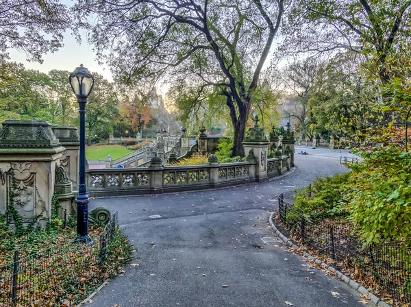 Bethesda Teras Çeşme New York Taki Central Park Lake Bakar — Stok fotoğraf