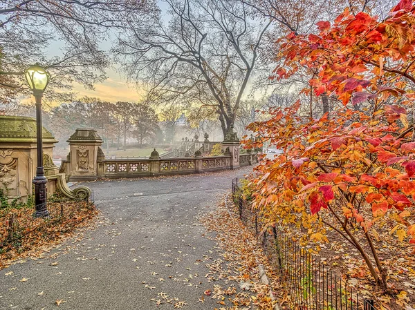 Bethesda Terrace Fountain Overlook Lake New York City Central Park — Stock Photo, Image