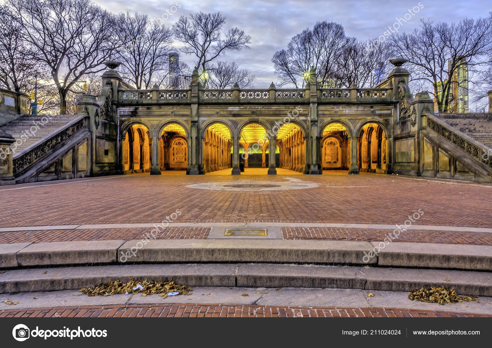 Bethesda Terrace and Fountain overlook The Lake in New York City's