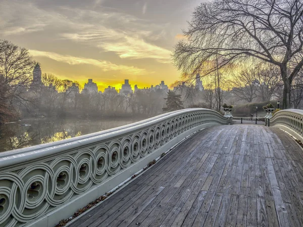 Bow Bridge Most Litiny Central Parku New Yorku Přechod Přes — Stock fotografie