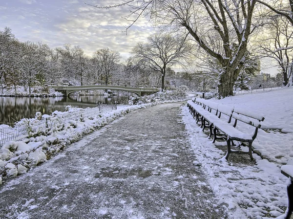 Bow Bridge Uma Ponte Ferro Fundido Localizada Central Park Nova — Fotografia de Stock