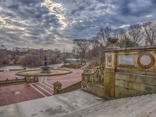 Bethesda Terrace Fountain Overlook Lake New York City Central Park — Stock Photo, Image