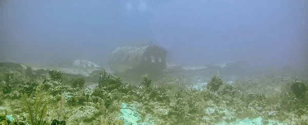 Coral Reef Güney Cacios Uçaktan Batığının Carbiiean Deniz — Stok fotoğraf