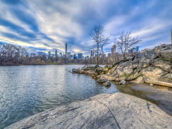 Lago Central Park Nueva York Invierno Temprano Mañana — Foto de Stock