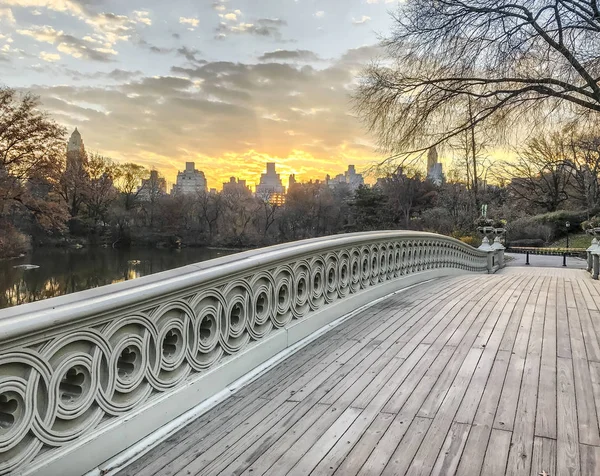 Central Park Manhattan New York City Winter Der Bugbrücke — Stockfoto