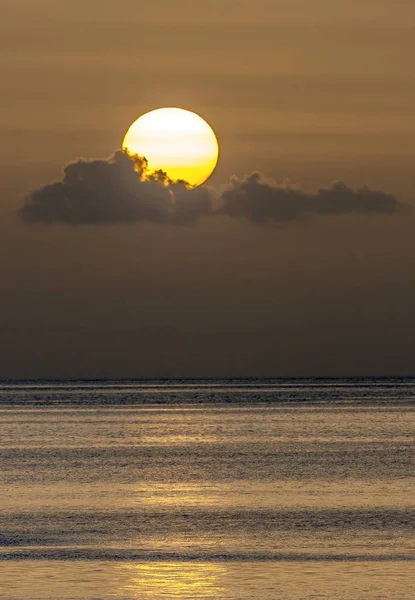 Pôr Sol Largo Costa Ilha Dominica Verão — Fotografia de Stock