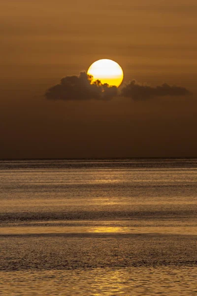 Pôr Sol Largo Costa Ilha Dominica Verão — Fotografia de Stock