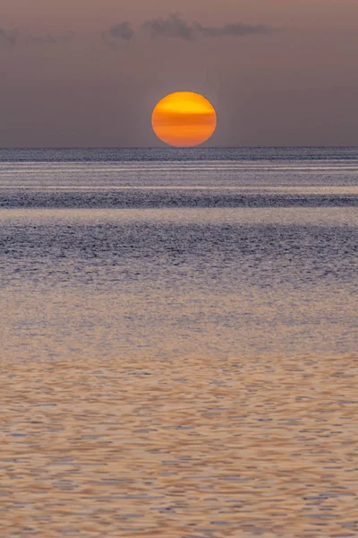 Pôr Sol Largo Costa Ilha Dominica Verão — Fotografia de Stock