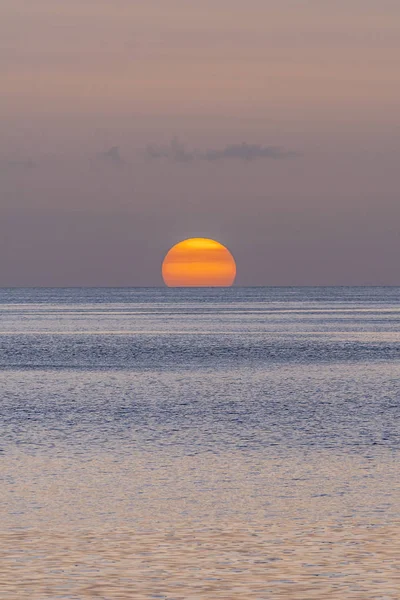 Coucher Soleil Large Côte Île Dominique Été — Photo