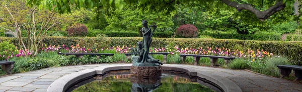 Conservatory Garden Formell Trädgård Nordöstra Hörnet Central Park New York — Stockfoto