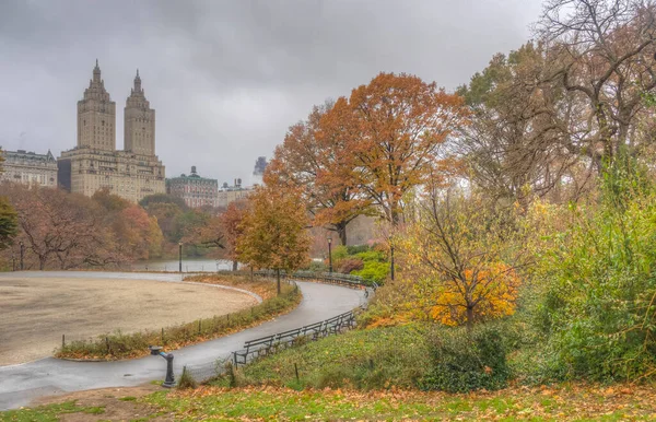 Central Park New Yoprk City Jesienią Podczas Deszczu — Zdjęcie stockowe