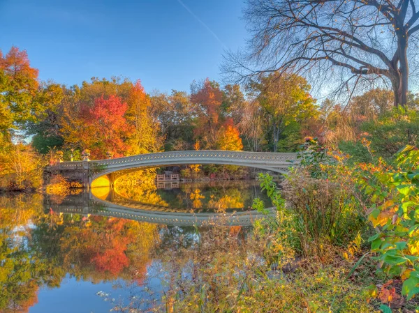 Central Park New Yoprk City Bogenbrücke Spätherbst — Stockfoto