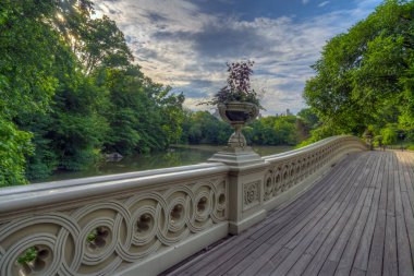 Bow Köprüsü, Central Park, New York Yazın erken saatlerinde