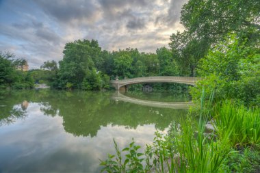 Bow Köprüsü, Central Park, New York Yazın sonlarında sabah erken saatlerde