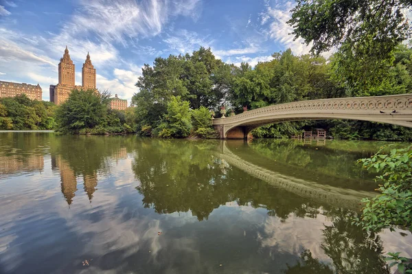 Bow Bridge Central Park New York City Frühen Morgen Spätsommer — Stockfoto