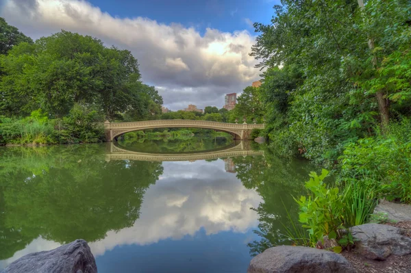 Bow Köprüsü Central Park New York Yazın Sonlarında Sabahın Erken — Stok fotoğraf