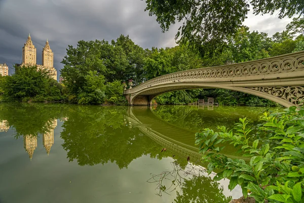 Bow Bridge Central Park New York City Slutet Sommaren Tidigt — Stockfoto