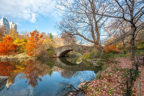 Ponte Gapstow Central Park Final Outono Início Manhã — Fotografia de Stock