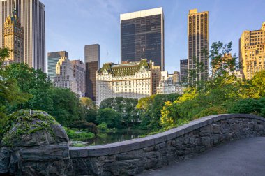 Yazın sonlarında Central Park 'taki Gapstow Köprüsü.