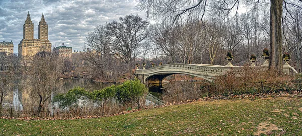 Bow Bridge New York City Central Park Madrugada Del Día Fotos de stock