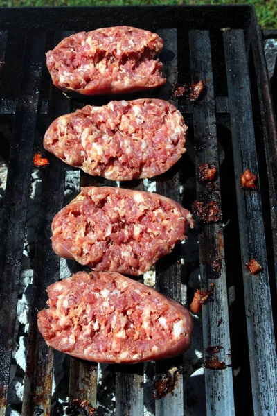 Alguma Carne Grelhada Verão — Fotografia de Stock