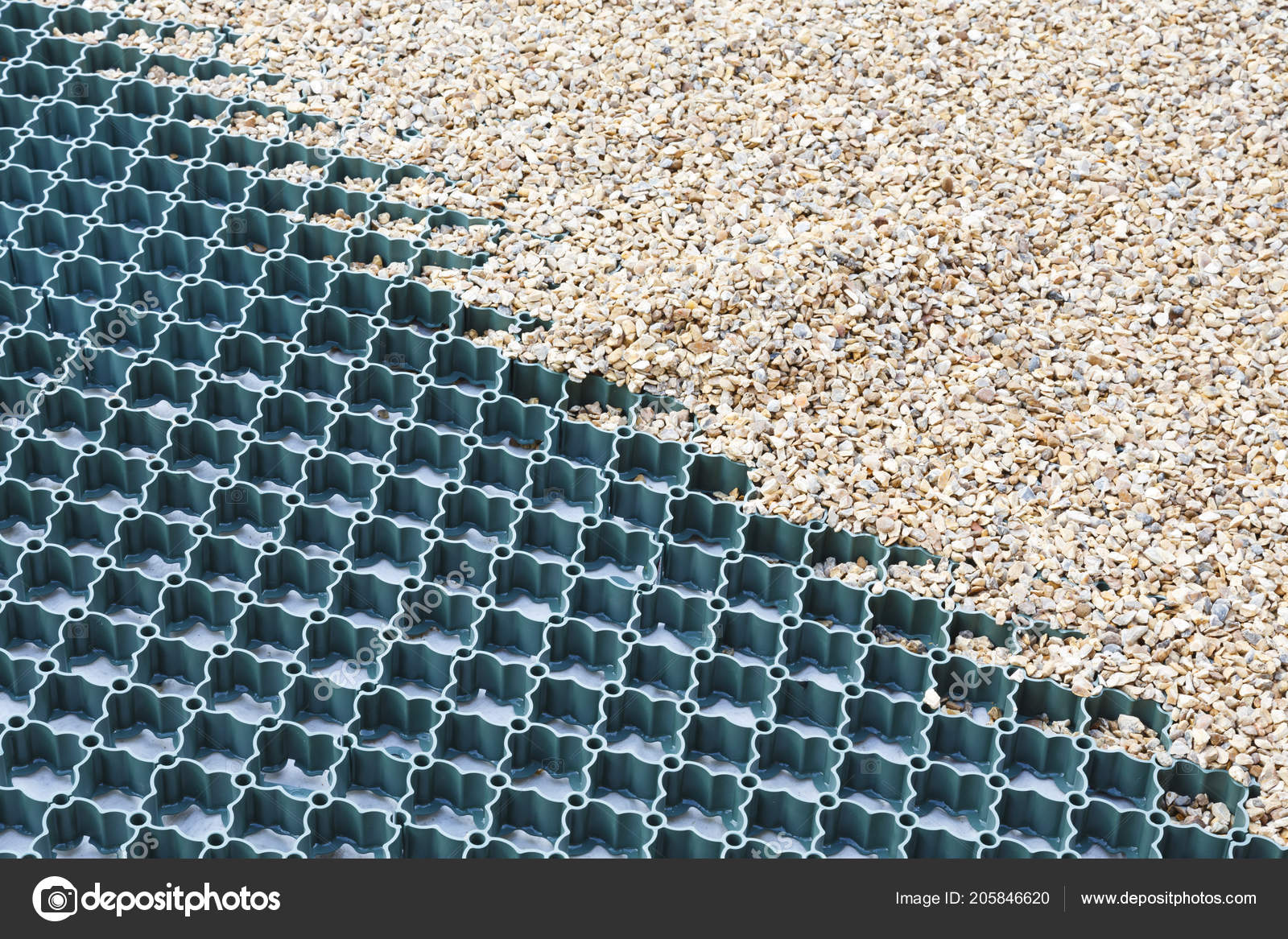 Plastic Grid System Installed Gravel Driveway Protects Ground Prevents  Gravel Stock Photo by ©paulmaguire 205846620